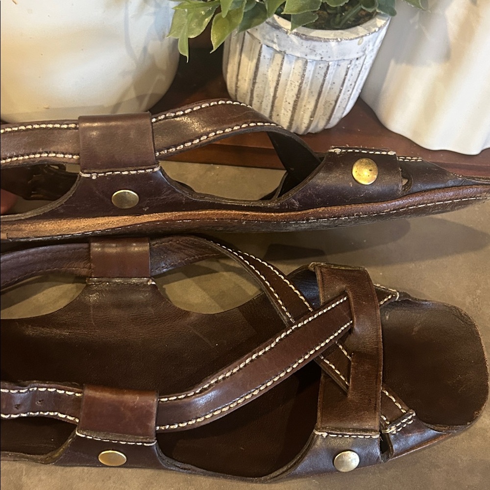 Miu Miu Classic Dark Brown Leather Slingback Sandals - Picture 5 of 9